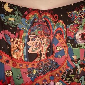 Vibrant Multicolor Psychedelic Wall Tapestry